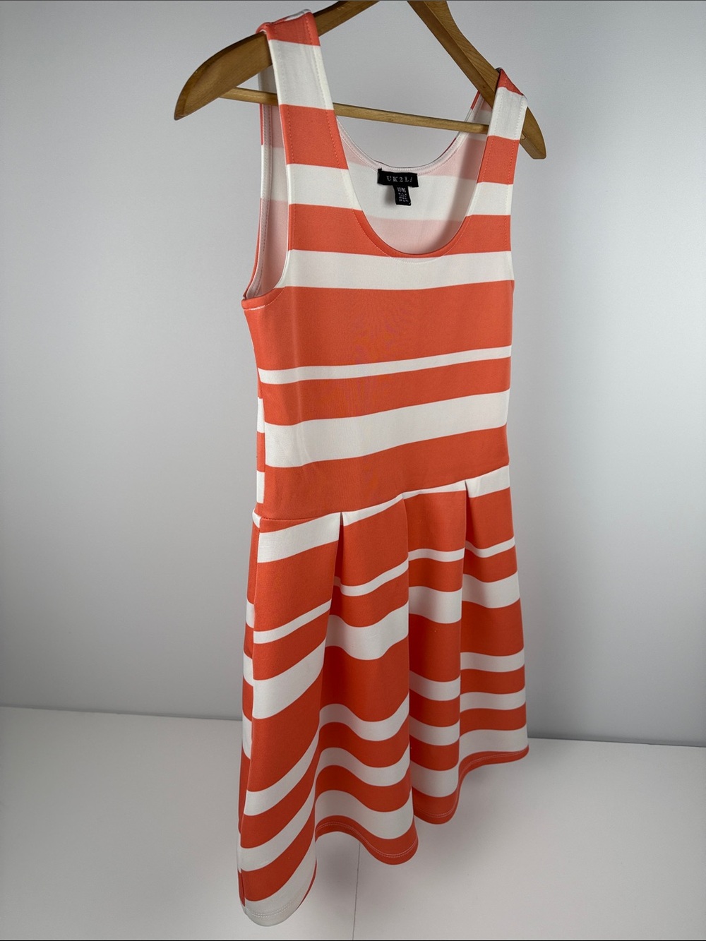 UK2LA Pink and White Striped Sleeveless Dress